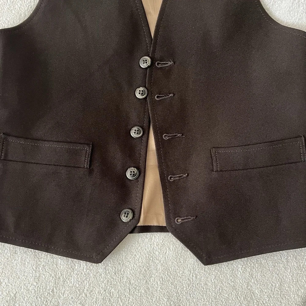 Angels Flight 70s Vintage Brown Suit Vest Size 34 USA Disco Waistcoat